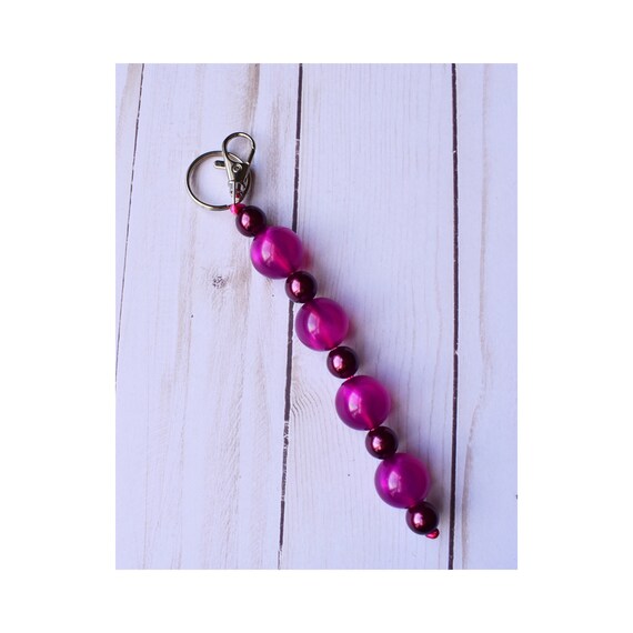 Bubblegum Bead Keychain Purple Keychain Acrylic Keychain Etsy