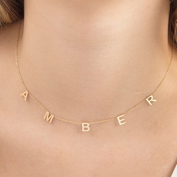 Letter Name Necklace Etsy