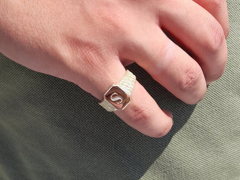Mens Ring Pinky Ring Men Mens Jewelry Initial Ring Etsy