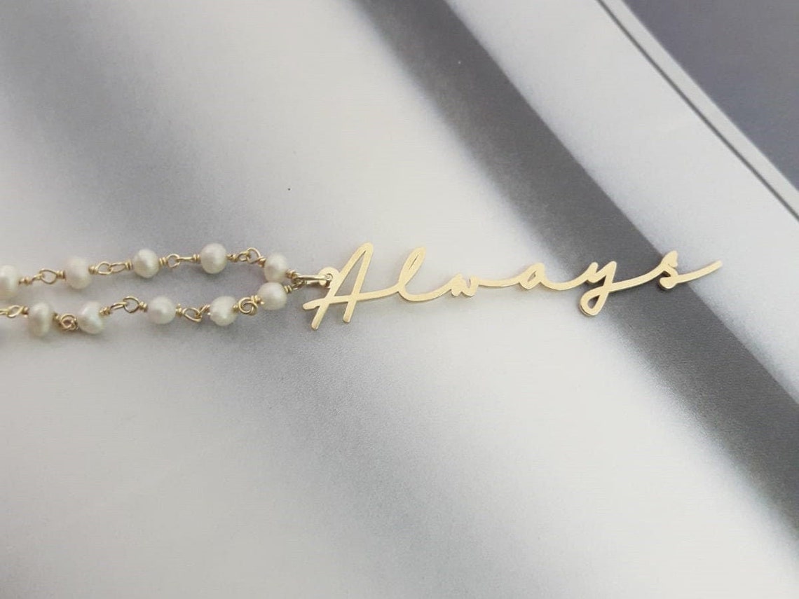 Custom Quinceanera Necklace Gold Name Necklace With Script Etsy
