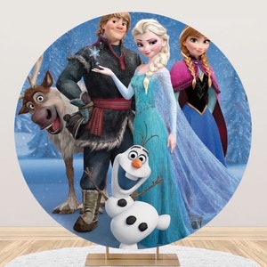 Bevroren Ronde Boog Achtergrond Cover Disney Prinses Elsa Anna Cirkel Kinderen Verjaardag Fotografie Achtergrond Pasgeboren Baby Douche Foto Achtergrond