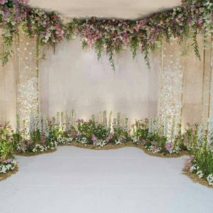 Wedding Stage Flowers Wall Photography Backdrop Photo Background Banner Bridal Shower Floral Backdrop Engagement Party Decoration