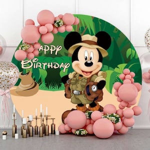 Runde Cartoon Fotografie Kulisse Baby Mickey Neugeborenen Geburtstag Kulisse Cover Kreis Hintergrund Studio Requisite Dekoration Custom Name