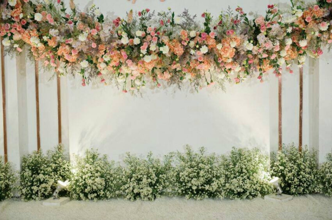 Wedding Stage Flowers Wall Photography Backdrop Photo Background Banner