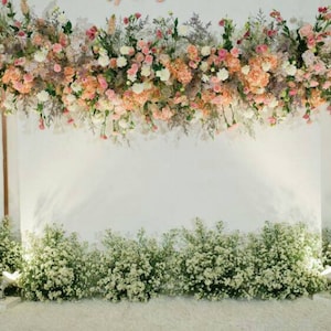 Wedding Stage Flowers Wall Photography Backdrop Photo Background Banner Floral Wedding Backdrop Outdoors Engagement Party Decoration