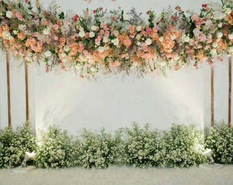 Floral Wedding Stage Backdrop: Flowers Wall Photography Background