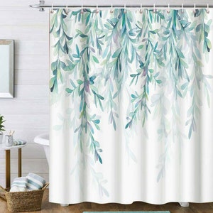 Watercolor Flowers Shower Curtain Nature Floral Landscape Plant Art Bathroom Curtain Decor Shower Curtain Liner with Hooks Waterproof