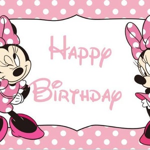 Pink Cartoon Birthday Photography Backdrop Minnie Mouse Birthday Party Backdrop For Girls Photo Background Custom Banner Studio Props