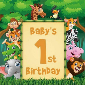 Sfondo per fotografia di compleanno a tema animali Sfondo per foto di compleanno per bambini per il primo compleanno della giungla