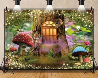 Zhy Daniu Purple Fantasy Background Vinyl for Baby Photo Studio Photography Backdrops Mushroom Props 5x7FT BJ270 