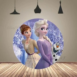 Frozen Princess Elsa Anna Round Arch Backdrop Baby Shower Birthday Photography Background Circle Photo Backdrop Party Supplies