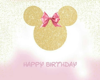 Minnie Maus Geburtstag Backdrop: Pink & Gold Girlande