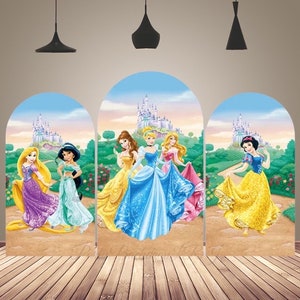 Disney Princess Arch Backdrop Cover for Baby Shower Girls Birthday Chiara Arch Photography Background Banner Double Sided Cartoon Arch Cover