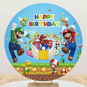 Cartoon Ronde Achtergrond Cover Super Mario Fotografie Achtergrond Muur Cirkel Foto Achtergrond Verjaardagsfeestje Decoratie voor Kinderen