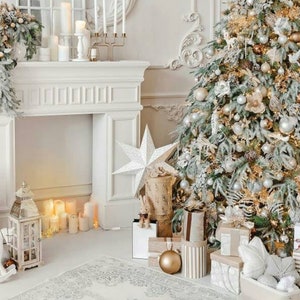 Bianco Natale Fotografia Sfondo Banner Albero di Natale Sfondo Panno Festa di Natale Sfondo fotografico Decorazione Puntelli da studio in vinile