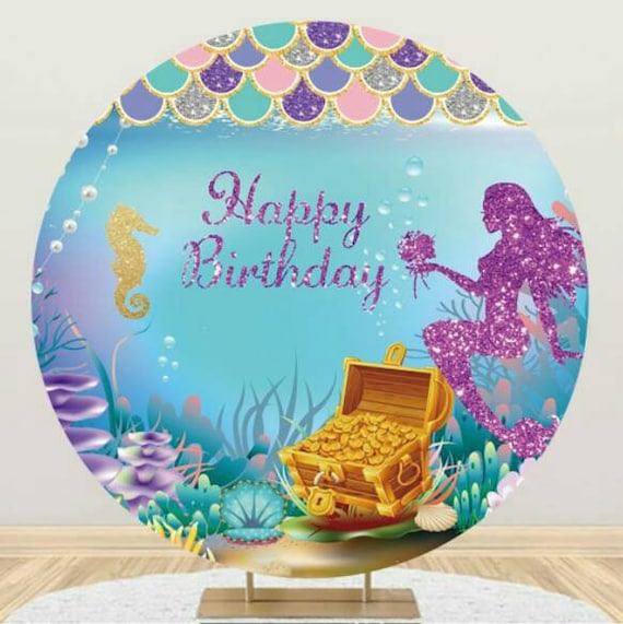 Underwater Mermaid Round Backdrop Cover Baby Shower Kids Etsy