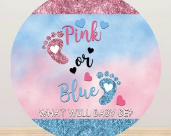 Baby Shower Decoration,Décoration Genre Révéler Bannière,Fille ou Garcon Decoration,Fond Photographie Douche Bébé,Gender Reveal Party Decoration,Rose Bleu Toile Fond Baby Shower,pour Baby Shower