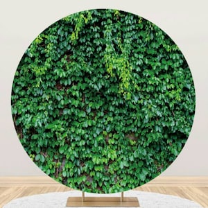 Circle Green Grass Backdrop Cover Wedding Birthday Photography Backdrop Plant Lawn Anniversary Round Photo Background Props Custom Text