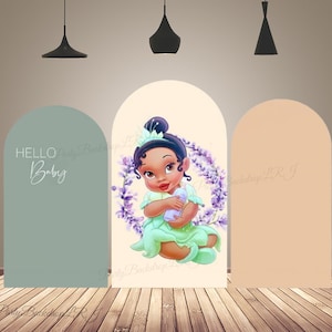 Baby Tiana Princess Arch Backdrop Cover Baby Shower Girls Birthday Party Backdrop Decor Double Sided Chiara Arch Photography Background