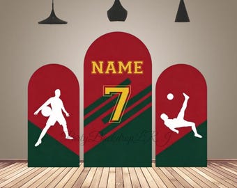 Red Green Football Theme Arch Backdrop Cover Sports Party Backdrop Decor Birthday Arch Fabric Custom Name