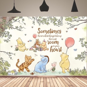 Winnaar Achtergrond Voor Baby 1e Verjaardagsfeestje Fotografieachtergrond Cartoon Pooh Beer Babyshower Foto Achtergrond Dier Banner Studio Props