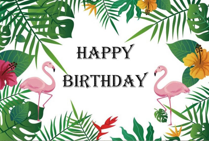 Green Leaf Flamingo Birthday Photography Backdrop Baby Shower Jungle Theme Party Backdrop Photo Background Banner Studio