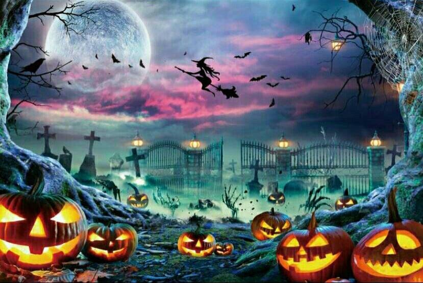 Happy Halloween Banner Blau - Riesen Dekoration Für Grusel-Partys