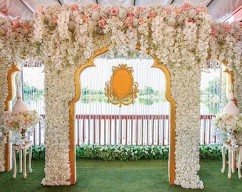 Wedding Stage Flowers Wall Photography Backdrop Floral Arch Wedding Background Banner Outdoors Engagement Party Backdrop