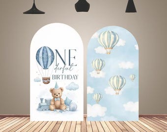 Hot Air Balloon Bear Arch Backdrop Cover Baby Boy Onederful Birthday Party Decoration Chiara Arch Wall