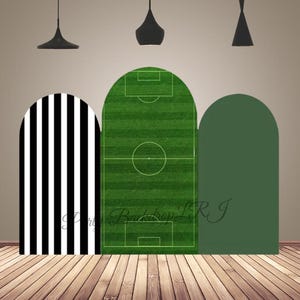 Football Field Arch Backdrop Covers Birthday Party Black Stripes Arch Cover for Boys Baby Shower Soccer Sports Arch Backdrop Chiara Arch