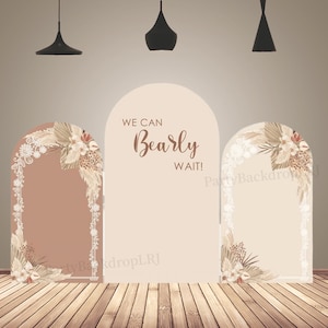 We Can Bearly Wait Arch Backdrop Cover for Kids Baby Shower Decor Boho Flowers Wedding Party Newborn First Birthday Chiara Arched Wall