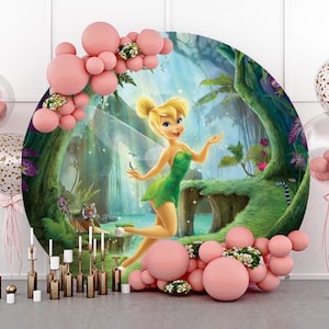 Fondo de fotografía de princesa de dibujos animados para fiesta de cumpleaños, cubierta de arco redondo, círculo, Hada del bosque, fondo para fotografía de Baby Shower para recién nacido