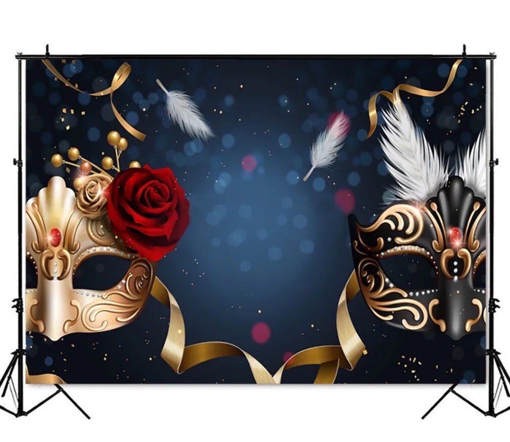 Photo Booth Mask Examples Masquerade Mask Photo Booth Backdrop: Adult Birthday Party Decoration ...