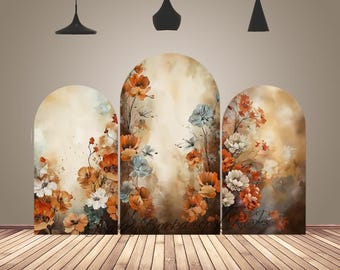 Retro Flowers Wedding Arch Backdrop Cover Chiara Arched Wall Background Birthday Party Decor Double-Sided