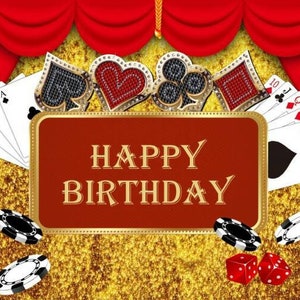 Vegas Kasino Geburtstagsparty Fotografie Hintergrund Spielkarten Roter Vorhang Geburtstag Dekoration Hintergrund