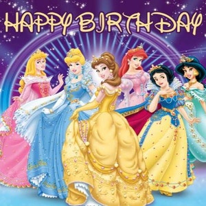 Girls Birthday Photography Backdrop for Children Baby Shower Party Background Banner Cartoon Princess Party Backdrop Decoration Wall