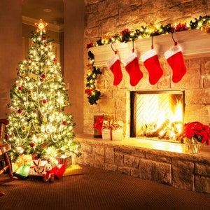 Xmas Banner Christmas Photography Backdrop Wall Christmas Tree Lights Gifts Background Banner Party Decoration Backdrop Photo Studio