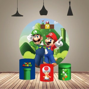 Mario Brother Bambini Compleanno Arco Rotondo Sfondo Copertina Foto Fotografia Sfondo Cilindro Coperture Cartone Animato Sfondo Cerchio Sfondo Decorazione
