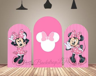 Hot Pink Minnie Arch Cover Cartoon Bow Girls Birthday Party Decor Arch Backdrop Fabric