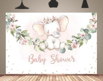 Baby Elephant Backdrop Baby Shower Party Banner Kids Birthday Backdrop Wall