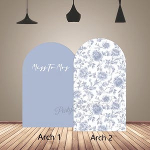 Blue Floral Arch Backdrop Cover, Bridal Shower Decor