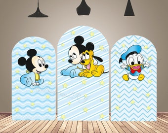 Tło łukowe Baby Mickey: dwustronne tło do fotografii kreskówkowej