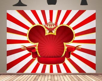 Red Mickey Head Birthday Backdrop Custom Kids Photography Background Party Decoration Banner
