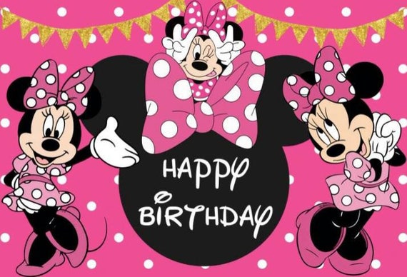 Minnie Mouse Backdrop Girls Red Happy Birthday Photography Backdrop Wall  Disney Cartoon Baby Shower Party Background Decoration Vinyl - Etsy