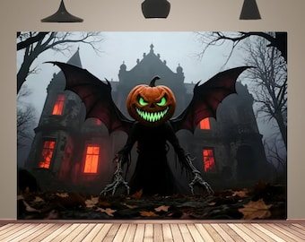 Pumpkin Ghost Backdrop Halloween Forest Castle Horror Night Party Photography Banner Festival Event Background Decorations