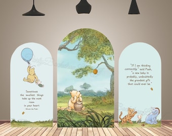 Winnie the Pooh Chiara Arch Wall Backdrop Cover for Baby 1st Birthday Backdrop Decor Double-Sided Party Photography Backgrounds Banner