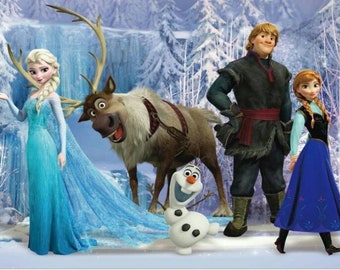 Fondo de princesa congelada de dibujos animados: pancarta para fotomatón de fiesta infantil