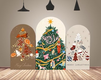 Christmas Tree Arch Cover Xmas Family Party Background Photography Chiara Arched Cover