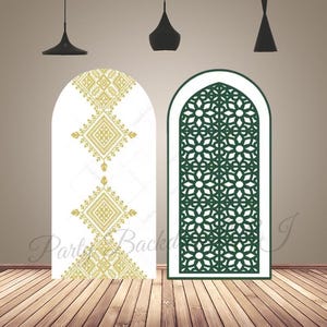 Bohemian Pattern Print Wedding Arch Backdrop Cover Green Yellow Embroidery Tattoo Birthday Backdrop Decor Chiara Arch Wall Background