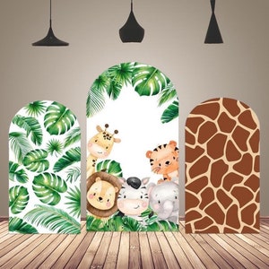Achtergrondomslag boog jungledieren: babyshower babyshower safari